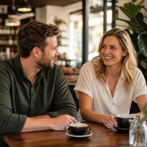Attractive single person in a warm modern dating lifestyle scene
