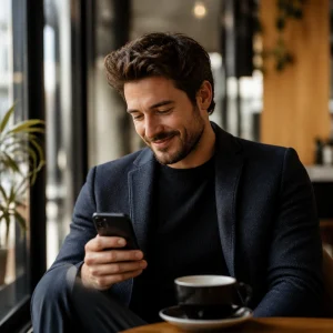 Attractive single person in a warm modern dating lifestyle scene
