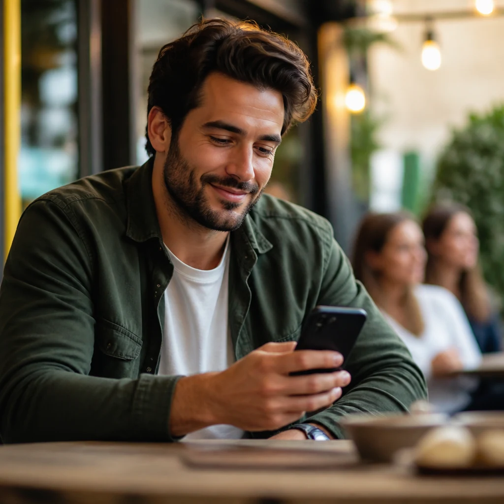 Attractive single person in a warm modern dating lifestyle scene