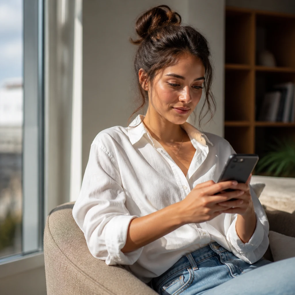 Attractive single person in a warm modern dating lifestyle scene