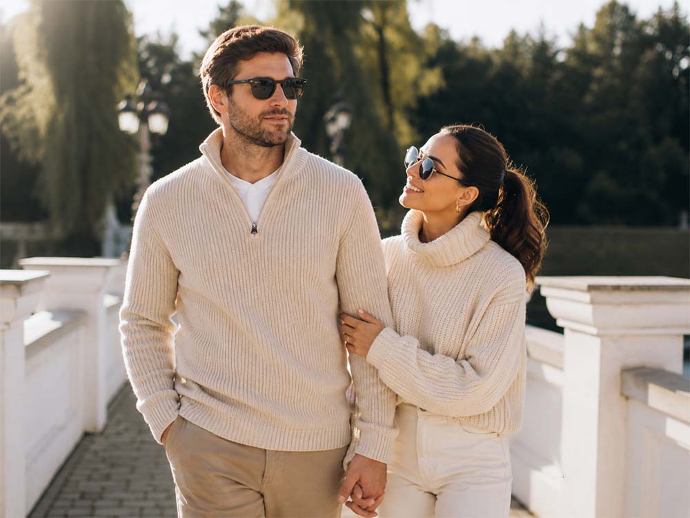 Well-matched Sydney couple sharing a relaxed first date at a quiet waterfront wine bar