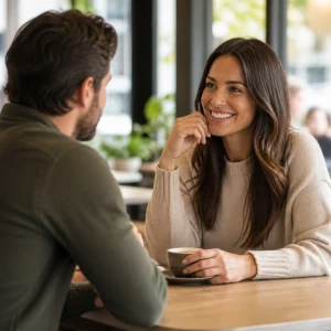 Attractive single person in a warm modern dating lifestyle scene