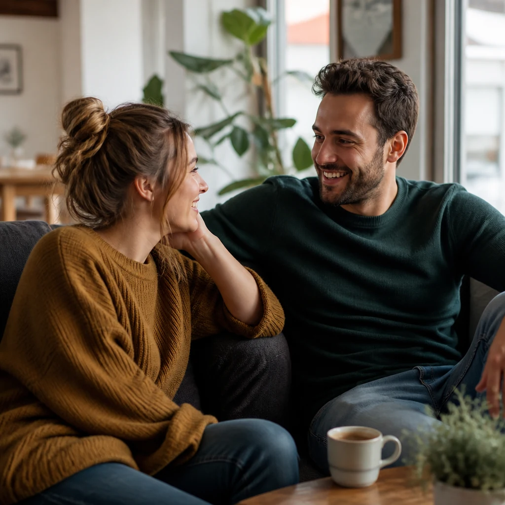 Couple having a calm and honest conversation together