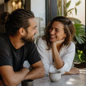Attractive single person in a warm modern dating lifestyle scene