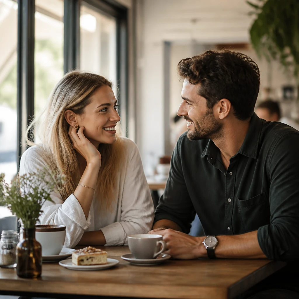 Attractive single person in a warm modern dating lifestyle scene