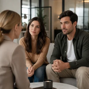 Couple having a calm and honest conversation together