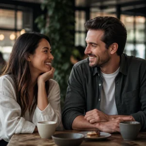 Attractive single person in a warm modern dating lifestyle scene