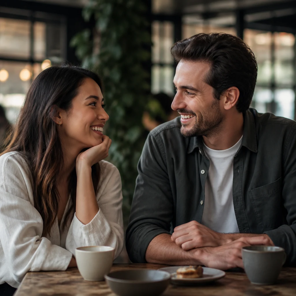 Attractive single person in a warm modern dating lifestyle scene
