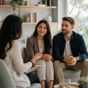 Couple having a calm and honest conversation together