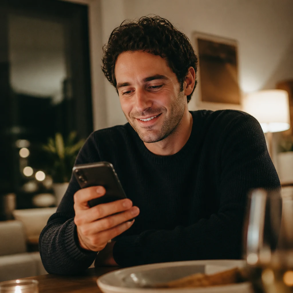 Attractive single person in a warm modern dating lifestyle scene