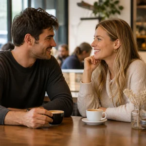 Attractive single person in a warm modern dating lifestyle scene