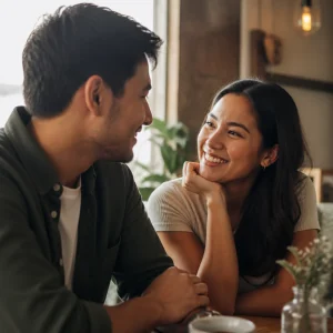 Attractive single person in a warm modern dating lifestyle scene