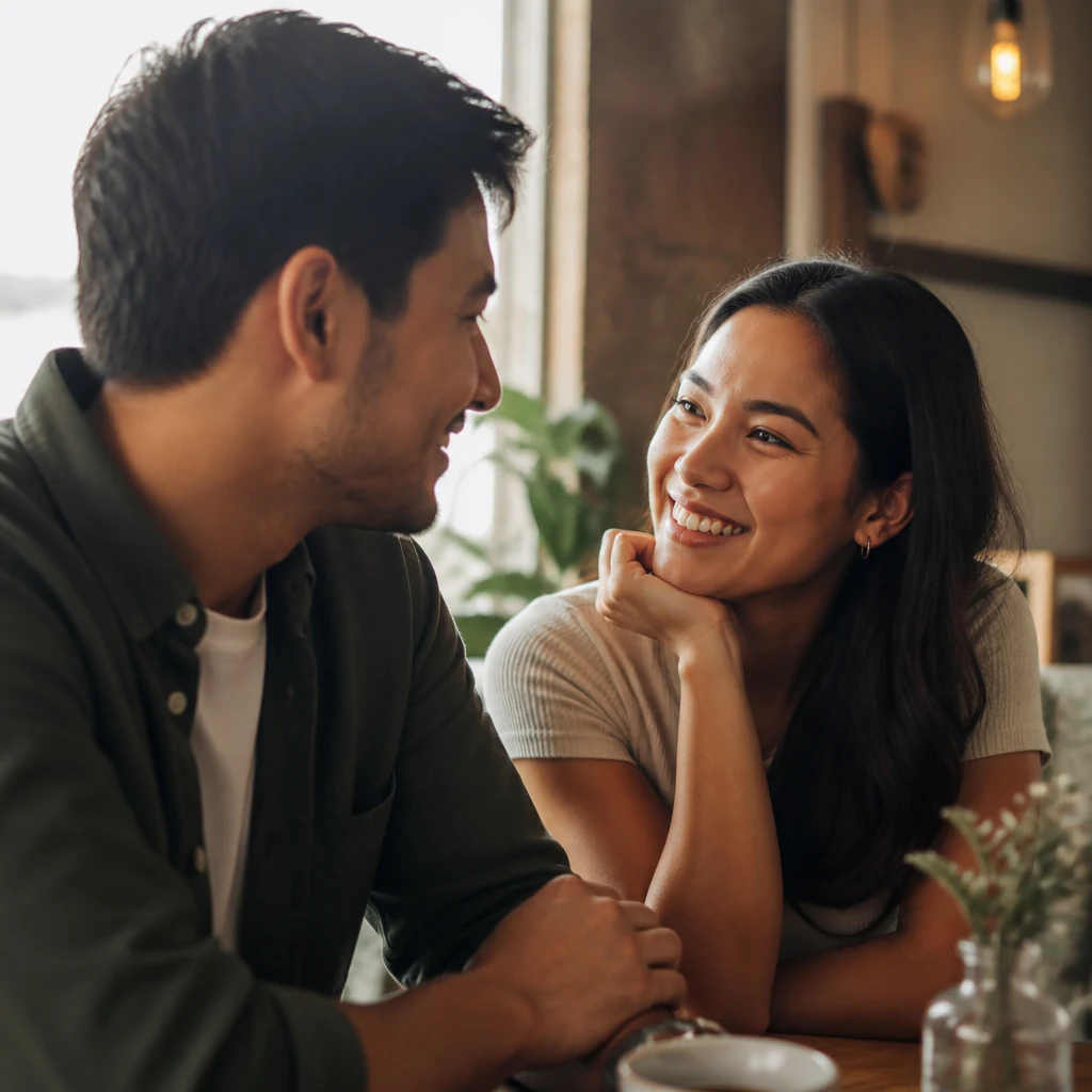 Attractive single person in a warm modern dating lifestyle scene