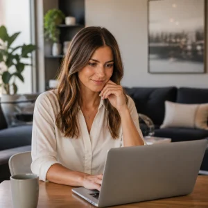 Attractive single person in a warm modern dating lifestyle scene