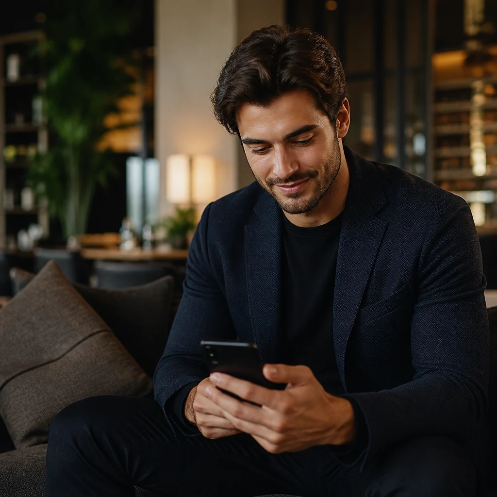 Attractive single person in a warm modern dating lifestyle scene