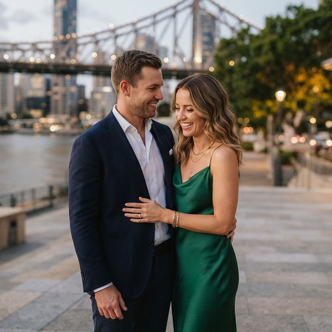 Brisbane couple enjoying their walk in Brisbane CBD